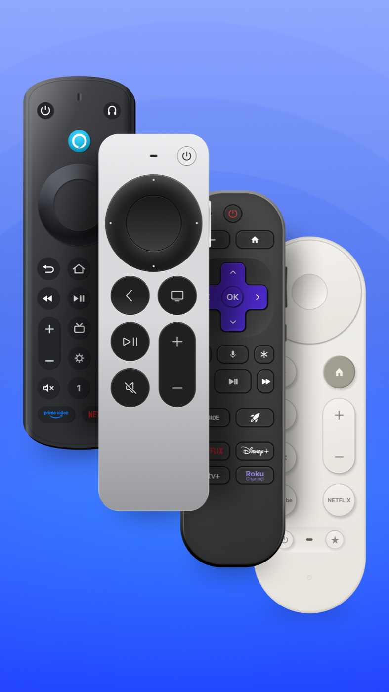 Apple TV, Fire TV, Roku, and Google TV remotes